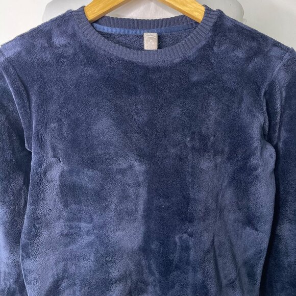 Athleta Kid's Girl's Navy Blue Crewneck Velvet Sweatshirt Size Medium (8-10) - Picture 2 of 7